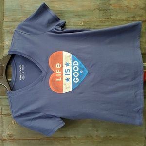 Life Is Good Women's Americana Heart Crusher Tee, Size Small,  NWT